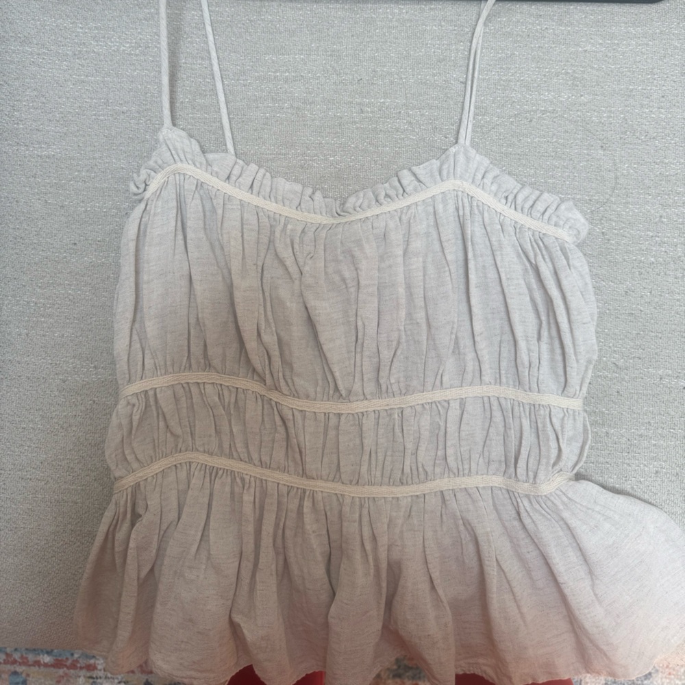 Zara Beige Ruffled Top